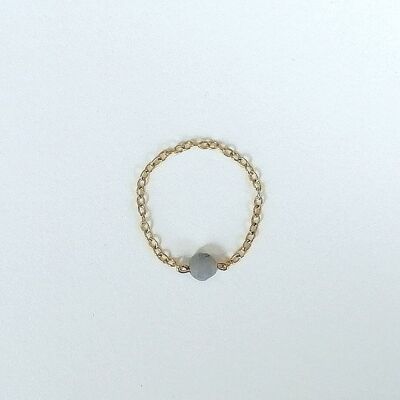 Gold stainless steel chain ring “Eclat Tanzanite”