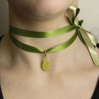 Collier/Bracelet en tissu Green Love Kanji 2