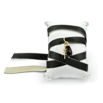 Collier/Bracelet en tissu Lucky Kanji noir 1