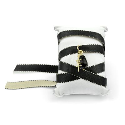 Schwarze Glücks-Kanji-Stoff-Halskette/Armband