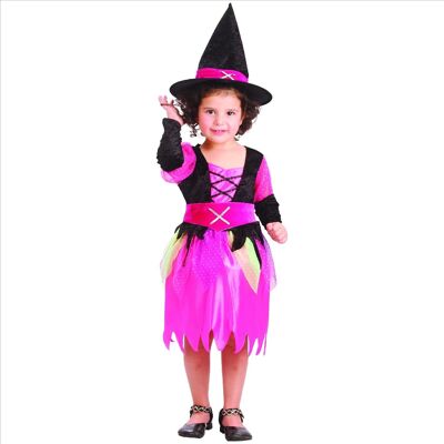 Pink Witch Child Costume + Hat + Belt 3/4 Years