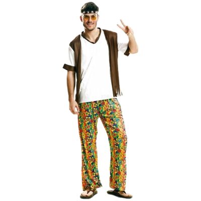 Costume da ragazzo hippie felice per adulto, taglia S