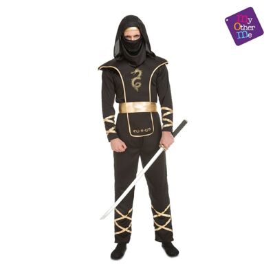 Schwarzes Ninja-Kostüm für Erwachsene, Größe S