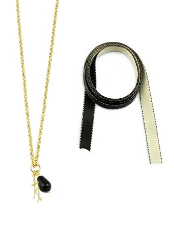 Kanji Amitié Tissu Collier/Bracelet Noir 3