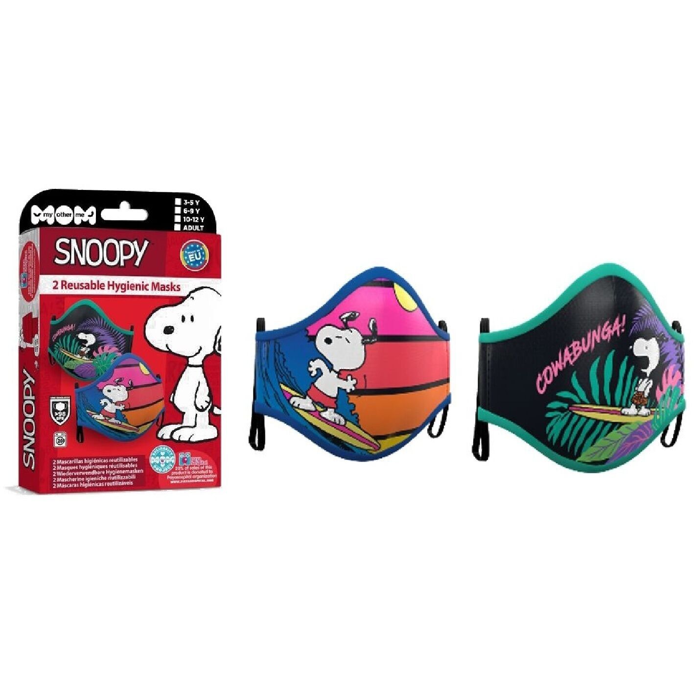 Set mit 2 Snoopy-Masken für 3–5 Jahre