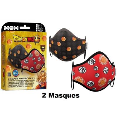 Set di 2 maschere per adulti Dragon Ball Super rosse e nere