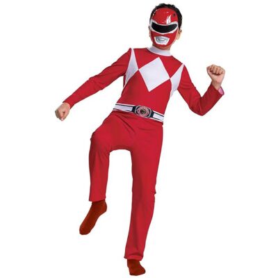 Costume rosso da Power Ranger per bambini, età 4-6 anni