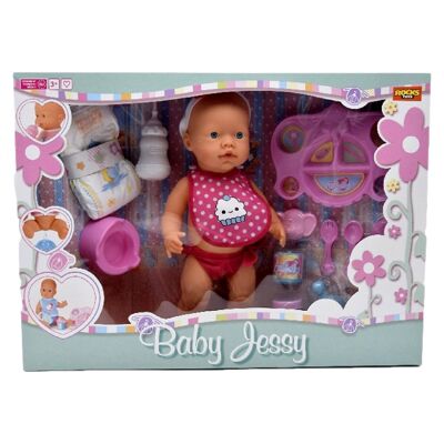 Set Poupée Bébé Jessy + Accessoires