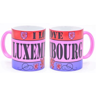 Tasse Ich liebe Luxemburg-Löwe-Rosa