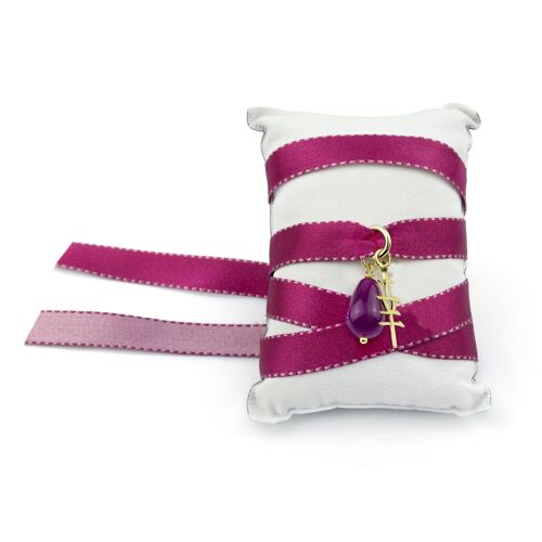 Collana/Bracciale Tessuto Kanji Fortuna Fucsia