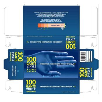 Boîte 100 Gants M Vinyle Micro Poudrés 2