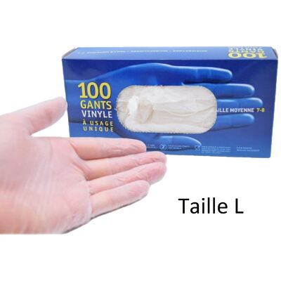 Confezione da 100 L di guanti in vinile con micro polvere