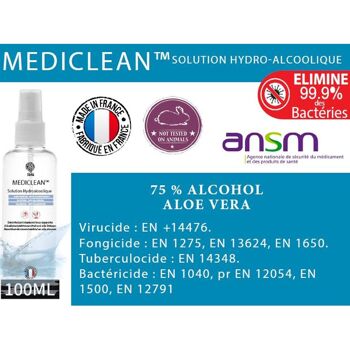 Solution Hydroalcoolique MediClean Laboratoire SLEA 100 Ml 2