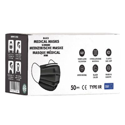 Black Medical Mask in Boxes of 50