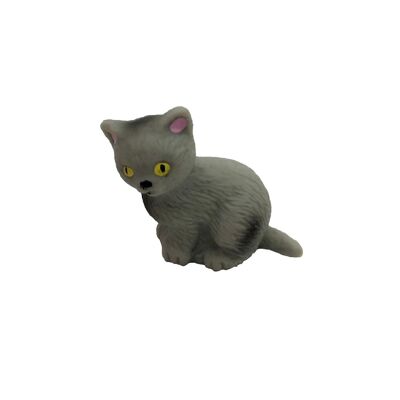 Animal Figurine Micro Kitten Sitting Gray