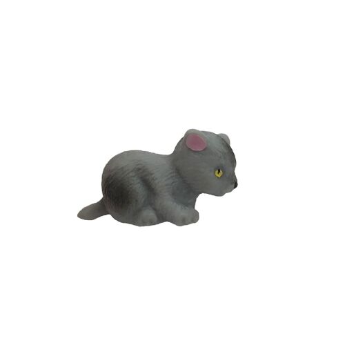 Figurine Animaux Micro Chaton Couché Gris
