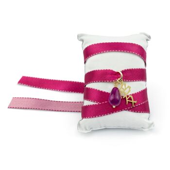 Collier/Bracelet Tissu Kanji Love Fuchsia 1