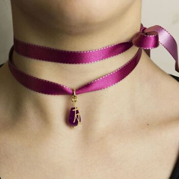 Collier/Bracelet en tissu Fuchsia Friendship Kanji 2