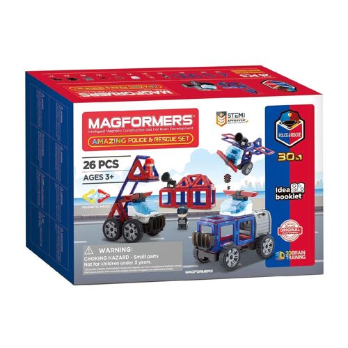 Jeu de Construction Magformers Police & Rescue Set 26 Pièces