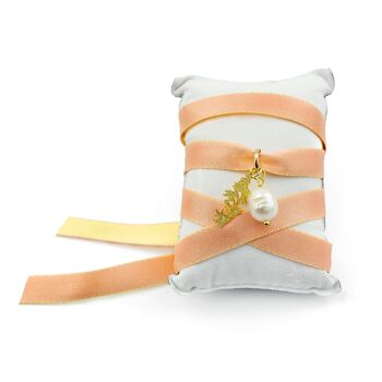 Collier/Bracelet en tissu Kanji en bambou orange 1