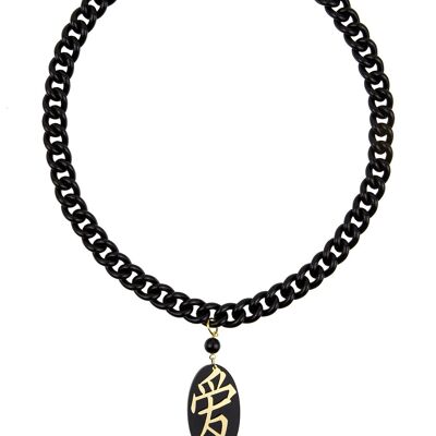 Black Plexi Love Necklace