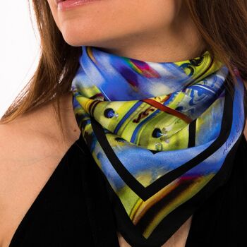 Petit Foulard Carré de soie, Bandana, Imprimé unique,Vestale 3