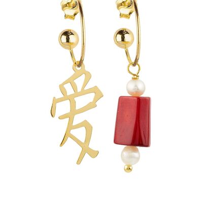 Kanji Hoop Love Ruby Earrings