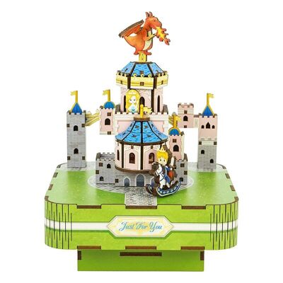 Muziekdoosje DIY 3D Houten Puzzel, Fairytable Castle, Tone-Cheer, TQ062, 14x14x18,5cm