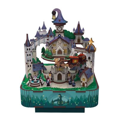 Boîte à musique DIY 3D Puzzle en bois Château Magique Tone-Cheer, TQ064, 14x14x18.6cm