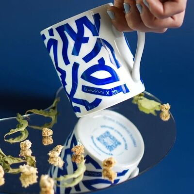 Swimi Mug, Porcelaine française, Modèle La Vague, 300ml