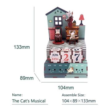 Calendrier puzzle en bois DIY, The Cats Musical, Tone-Cheer, TQ004, 10,4 × 8,9 × 13,3 cm 2