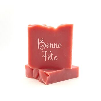 Savon rose poudré sérigraphié "BONNE FÊTE"