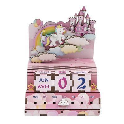Calendario puzzle in legno fai-da-te, Castello della felicità, Tone-Cheer, TQ009, 13,4×8,9×10,4 cm