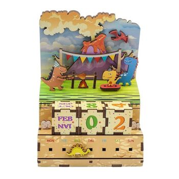 Calendrier de puzzle en bois bricolage, fête jurassique, Tone-Cheer, TQ012, 10,5 × 8,9 × 15,5 cm 1
