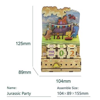 Calendrier de puzzle en bois bricolage, fête jurassique, Tone-Cheer, TQ012, 10,5 × 8,9 × 15,5 cm 2