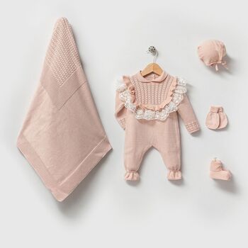 Ensemble de tricots pour bébé nouveau-né en coton biologique 0-3M Madame 4