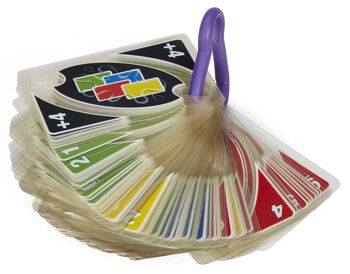 Mattel - Réf : P1703 - UNO SPORT, Jeu de 108 cartes en plastiques imperméables avec un mousqueton pour transport facile, Jeu de Société, Jeu de bain, 2 à 10 joueurs -individuellement ou par équipes, Dès 7 ans, 3