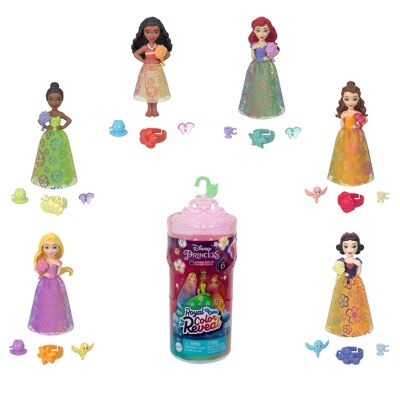 Mattel - Réf : HRN63 - Disney Princesses - Royauté Color Reveal Série Garden-Party - Coffret Mini Poupées - 3 Ans Et +