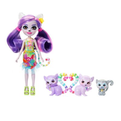 Mattel - Ref: HRX86 - Enchantimals Sunshine Beach-Family Lorinda Lémur, her friend Ringer and her siblings