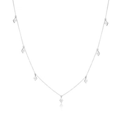 Sterling Silver Diamond Drop Choker Necklace