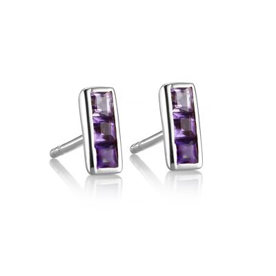 Ombre Gemstone Stud Earrings In Sterling Silver