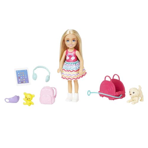 Mattel - Réf :  HJY17 - Barbie - Coffret Poupée Chelsea En Voyage - Coffret Poupée Mannequin - 3 Ans Et +
