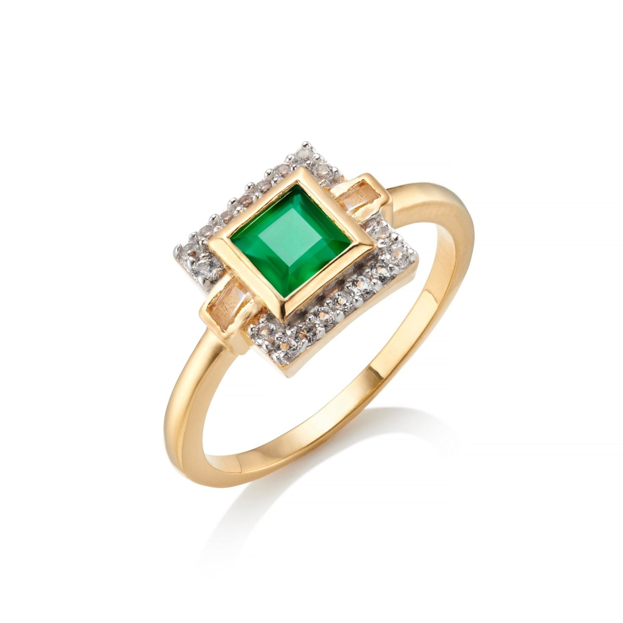 ANILLO ESTILO ART DECO VINTAGE DE ONIX VERDE