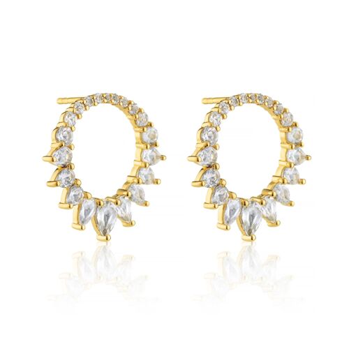 Ice Queen Circle Stud Earrings In Gold Vermeil