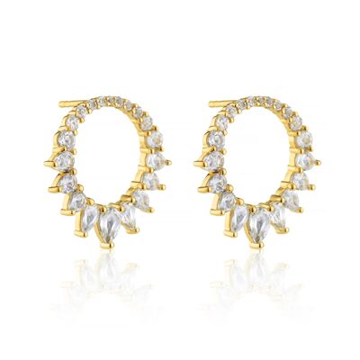 Ice Queen Circle Stud Earrings In Gold Vermeil