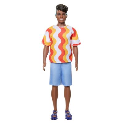 Mattel – Ref: HRH23 – Barbie – Ken Fashionistas With Waves T-Shirt – Modepuppe – ab 3 Jahren