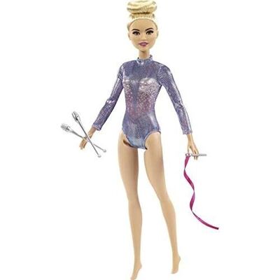 Mattel - Réf : GTN65 - Barbie - Métiers de Rêve - Coffret poupée gymnaste blonde en justaucorps, accessoires inclus, jouet pour enfant
