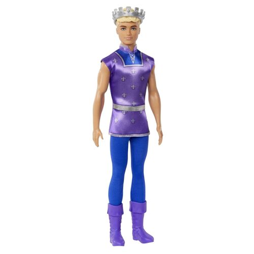 Mattel - Réf : HLC23 - Barbie Poupée Ken Prince, blond avec couronne dorée, tunique bleue et bottes de cavalier, conte de fées, Jouet Enfant, Dès 3 ans