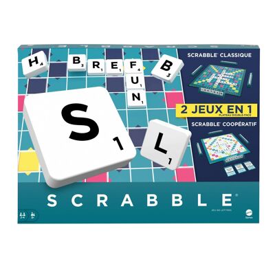 Mattel - Rif: HWD44 - Mattel Games - Scrabble® Gioco da tavolo per famiglie con 2 modalità di gioco, 50 carte obiettivo incluse, da 2 a 4 giocatori, versione francese, giocattolo per bambini, a partire da 10 anni