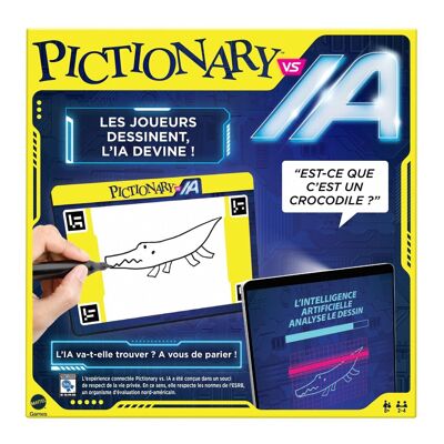 Mattel - Ref: HYH76 - Mattel Games - Pictionary vs AI - Interactive Board Game Against Artificial Intelligence, Drawing Game, For 2 to 4 Players, Toy for Children and Adults, From 8 Years Old, French Version
